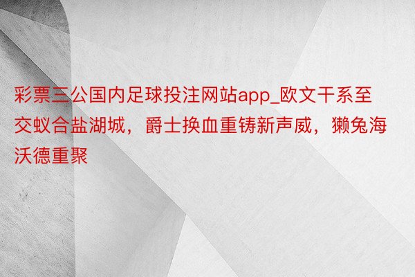 彩票三公国内足球投注网站app_欧文干系至交蚁合盐湖城，爵士换血重铸新声威，獭兔海沃德重聚