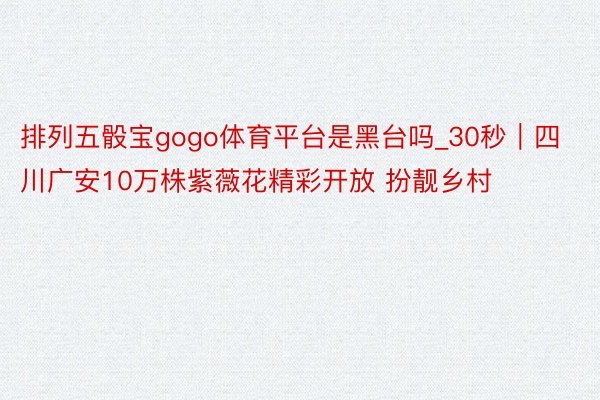 排列五骰宝gogo体育平台是黑台吗_30秒｜四川广安10万株紫薇花精彩开放 扮靓乡村